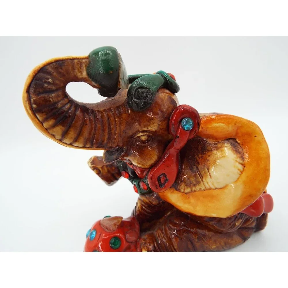 Mexican Folk Art Lucky Elephant Figurine Mayan Aztec Stones